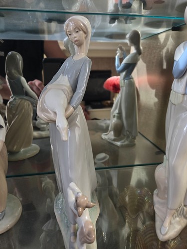 Lladro girl with - goose, dog